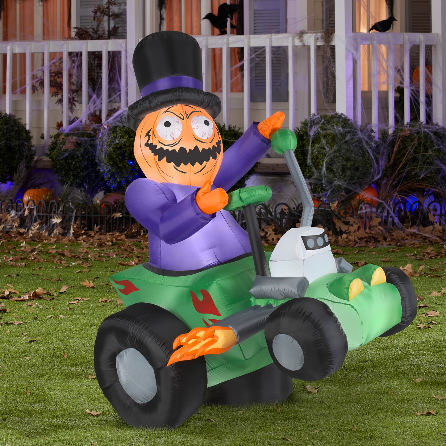 6' Jack's Ride with Pumpkin Man Halloween Inflatable lifestyle