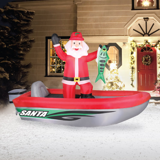 Occasions 10' Inflatable Fishing Santa, 6 ft Tall lifestyle