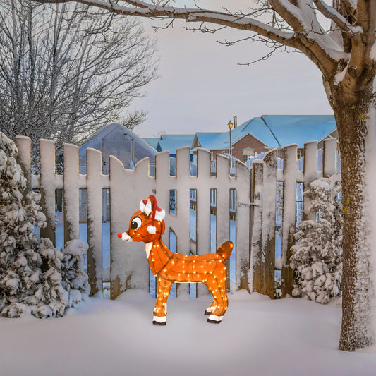 36-Inch Rudolph with Santa Hat Pre-Lit 3D Yard Art lifestyle