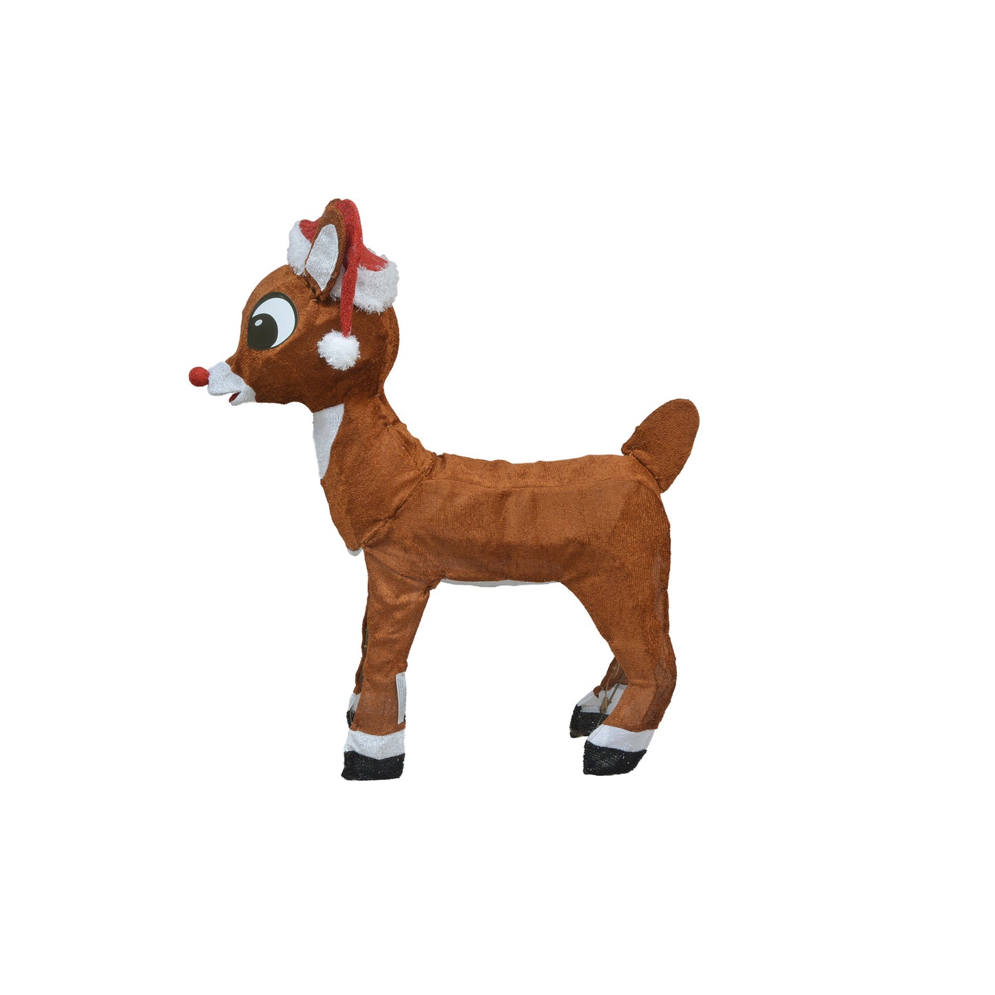 ProductWorks 36IN RUDOLPH 3D PRELIT YARD ART RUDOLPH WITH SANTA HAT, Brown