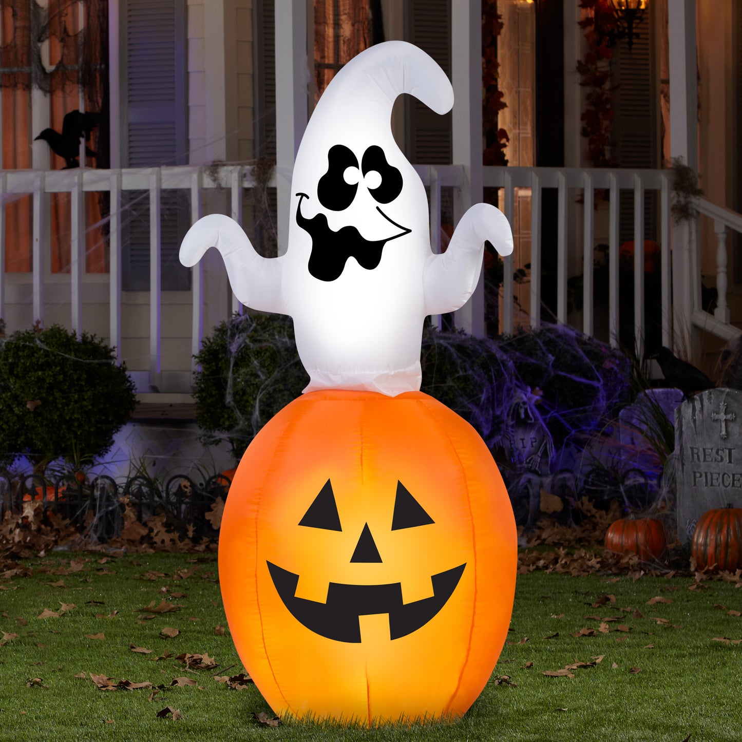 5.5' Spinning Ghost in Pumpkin Halloween Inflatable lifestyle