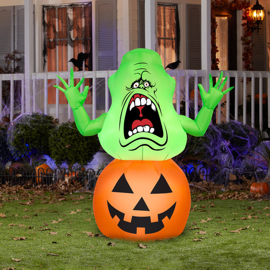 3.5-Ft Ghostbusters Slimer on Pumpkin Halloween Inflatable lifestyle