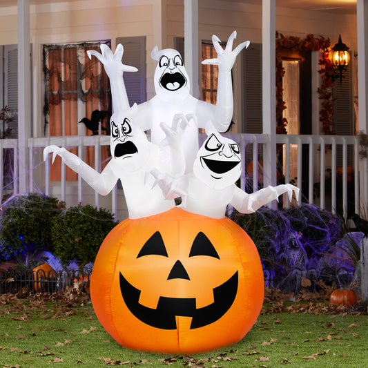 6' Three Ghosts in Pumpkin Halloween Inflatable lifestyle