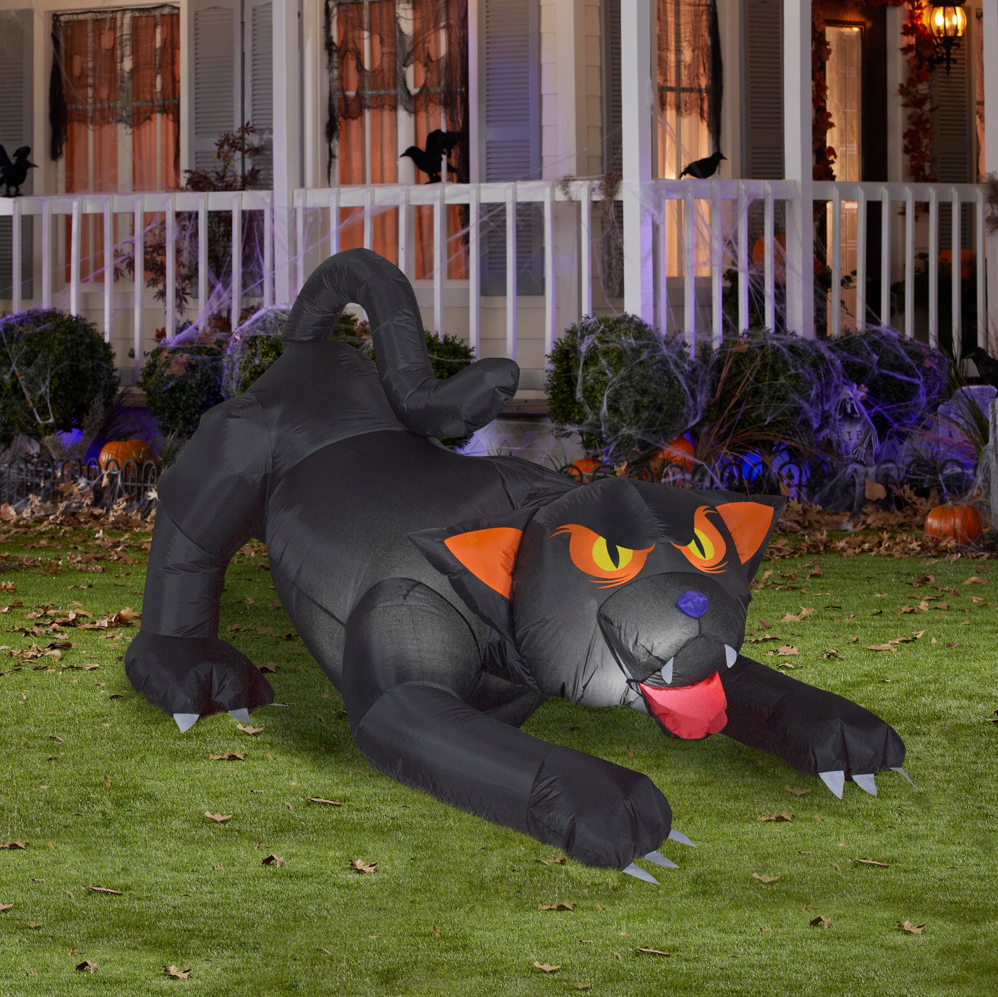 5.5' Animated Evil Eyed Black Cat w/ Turning Head Halloween Inflatable lifestyle