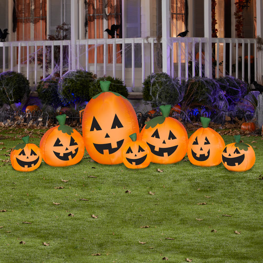 9' Wide Harvest Pumpkin Collection Scene Halloween Inflatable lifestyle