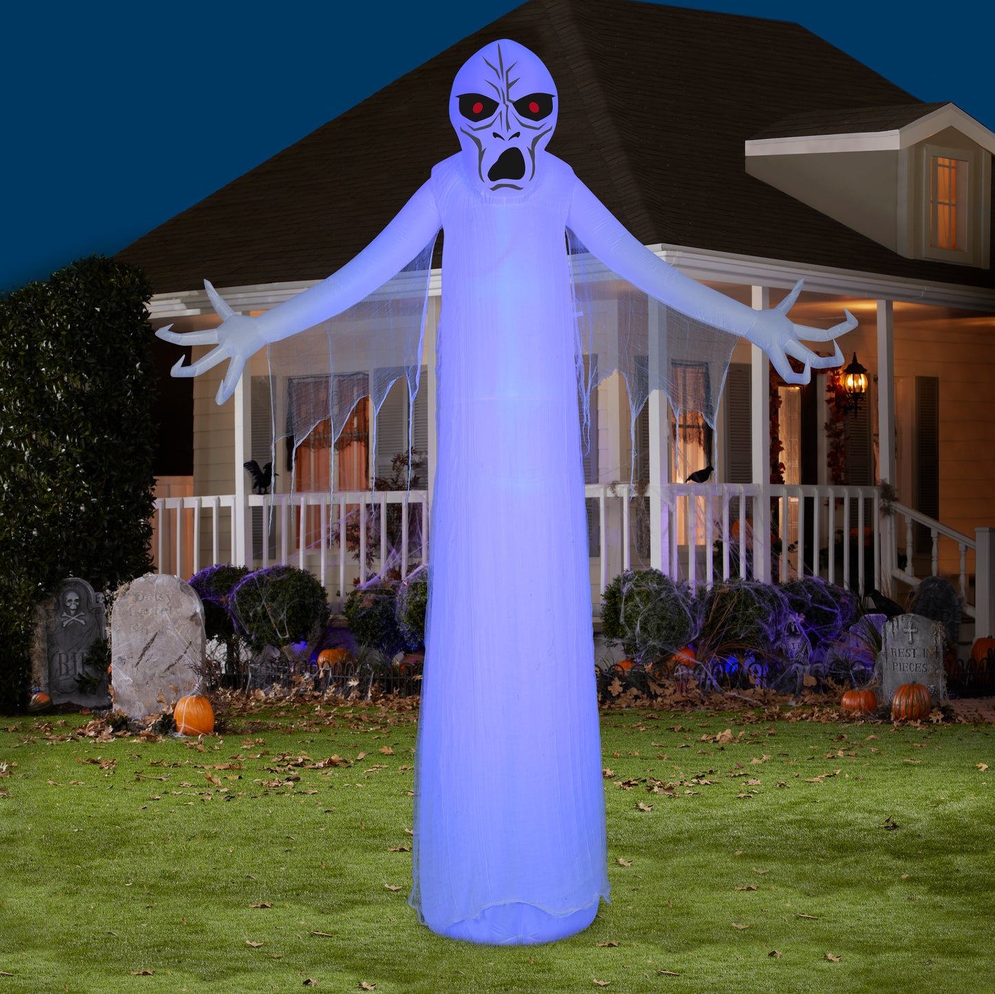 12' Lightshow ShortCircuit Ghostly Ghoul Giant (Blue) Halloween Inflatable lifestyle