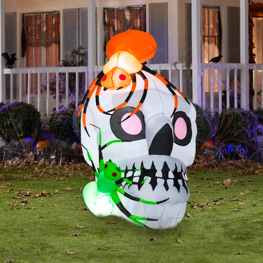 5.5-Ft Skull with Spiders Halloween Inflatable lifestyle