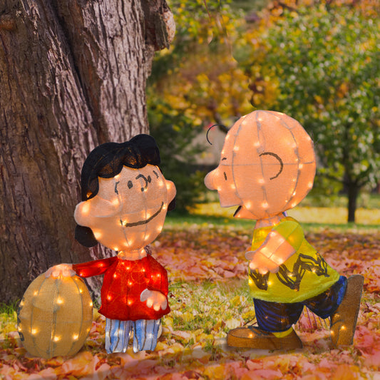 32-Inch Peanuts Lucy and Charlie Brown Pre-Lit Halloween Yard Art Set lifestyle