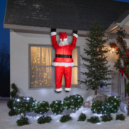 Christmas Inflatable Realistic Roof Hangin' Santa, 6.5 ft Tall lifestyle