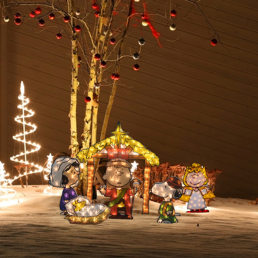 Peanuts 32 Peanuts 2D LED PreLit Yard Art Nativity Pageant 5pc Set lifestyle