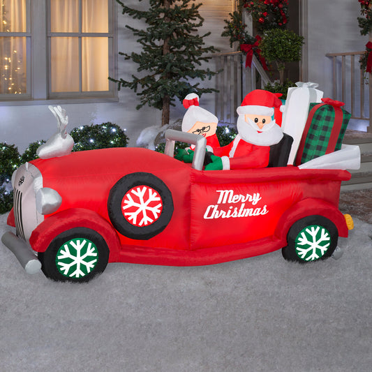 4-Ft Animated Santa and Mrs. Claus in Red Car Christmas Inflatable lifestyle