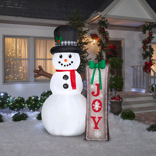 7-Ft Snowman with Sign Christmas Inflatable lifestyle