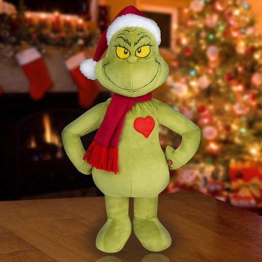 Grinch with Light Up Heart Christmas Porch Greeter lifestyle
