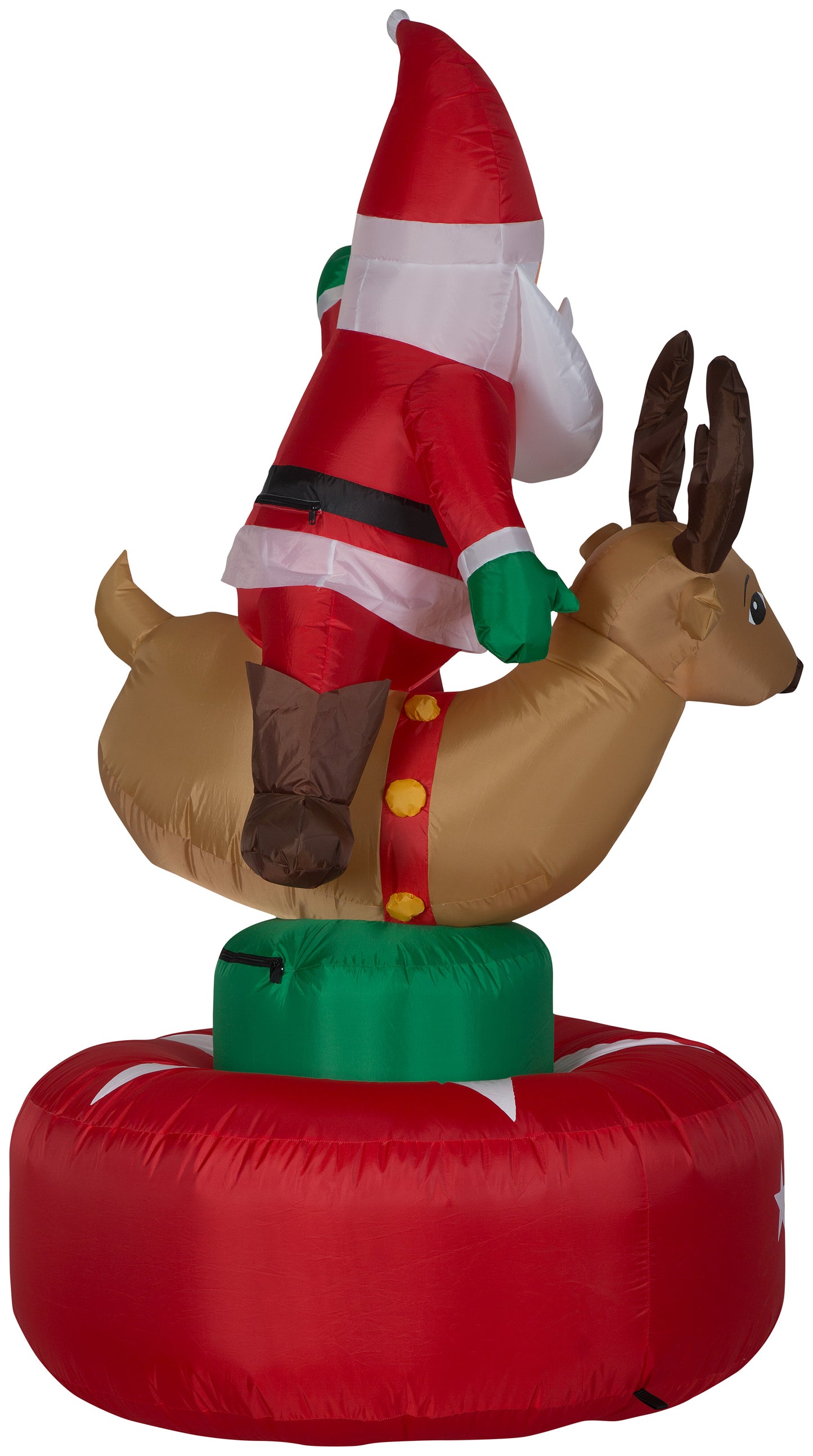 Animated Christmas Inflatable Santa & Reindeer Rodeo Scene, 6.5 ft Tall image 3