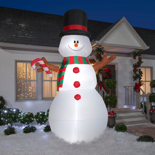 Gemmy Christmas Inflatable Animated Swiveling Snowman, 10 ft Tall, Multi