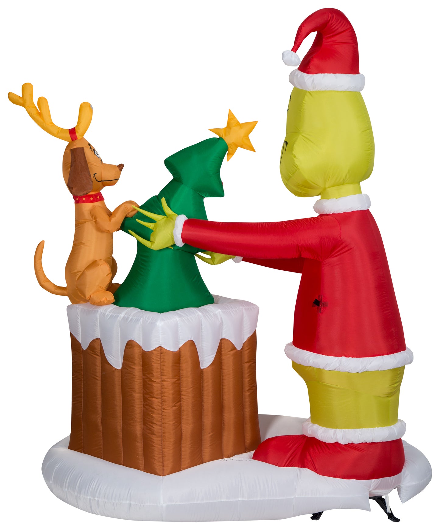 Animated Inflatable Grinch Pulling Tree from Chimney Scene Dr. Seuss, 6.5 ft Tall image 6