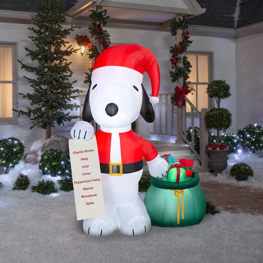 6.5-Ft Peanuts Snoopy with List and Gift Sack Christmas Inflatable lifestyle