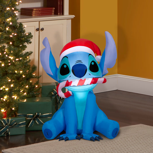 3-Ft Stitch in Santa Hat Christmas Inflatable lifestyle