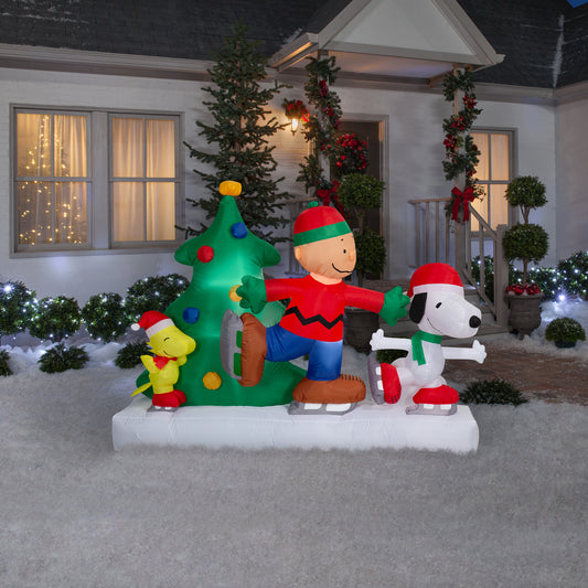 5-Ft Peanuts Charlie Brown, Snoopy and Woodstock Skating Scene Christmas Inflatable lifestyle