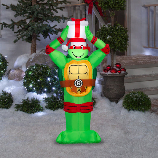 4-Ft TMNT Raphael with Present Christmas Inflatable lifestyle