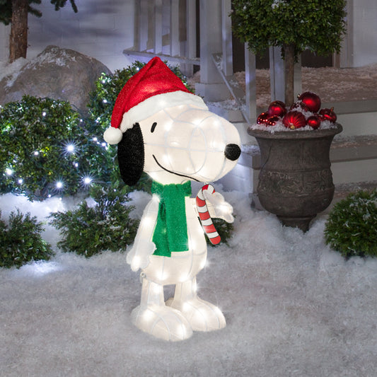 Peanuts Snoopy Tinsel Yard Sculpture, 32-Inch, Pre-Lit LED Christmas Décor image 2