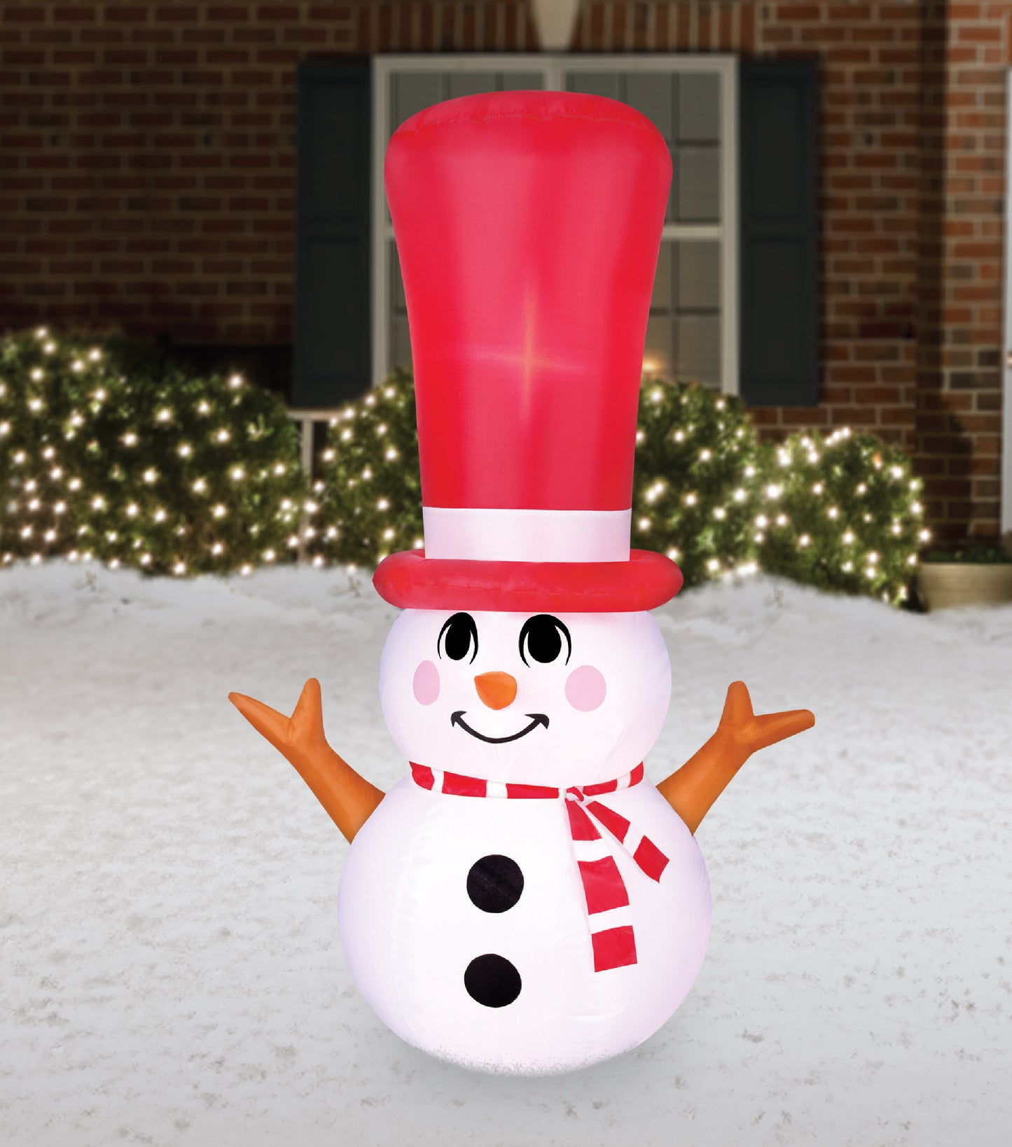 4' Inflatable Long Hat Snowman lifestyle
