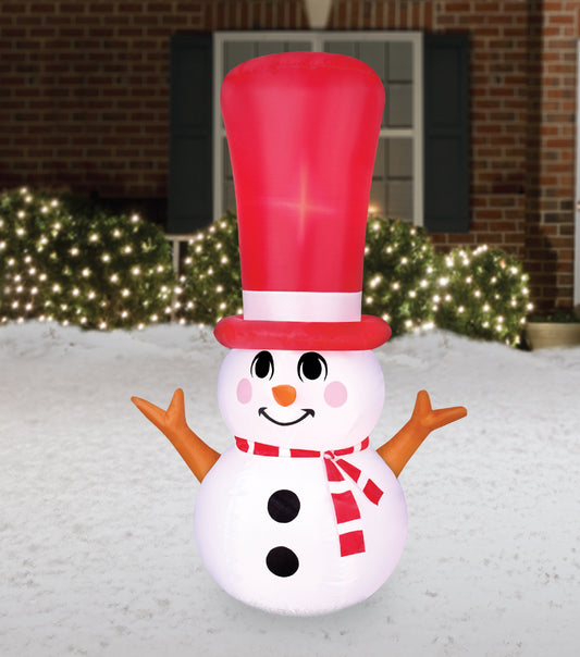4' Inflatable Long Hat Snowman lifestyle