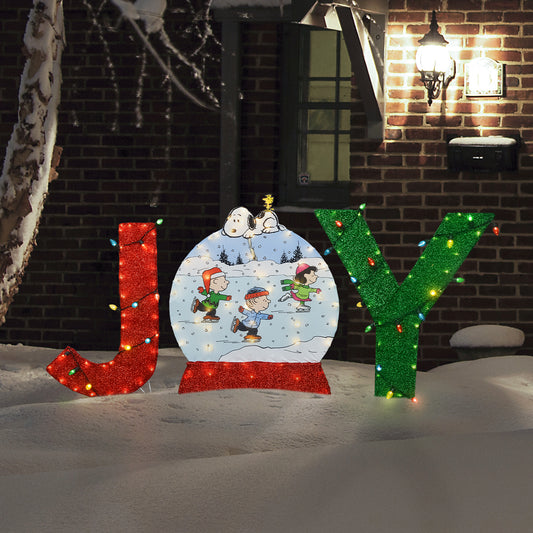 Peanuts 36in Peanuts S/3 JOY Snowglobe with Skaters and Snoopy, Red image 2