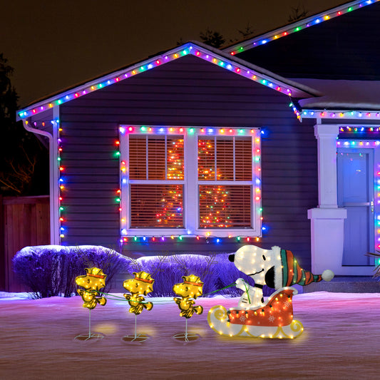 Peanuts 30in Peanuts 2D Sleigh with Snoopy and Woodstock, Red lifestyle
