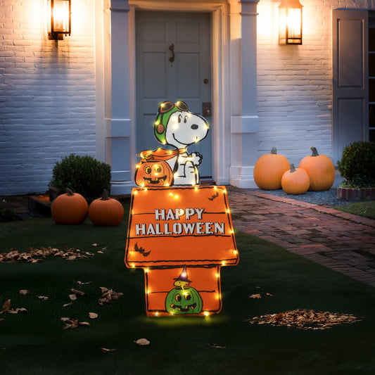 Peanuts 36in Peanuts L2D PreLit LED Snoopy Halloween Doghouse, Orange lifestyle