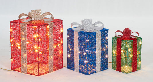Set of 3 Gift Box Sculpture Christmas Décor image 2
