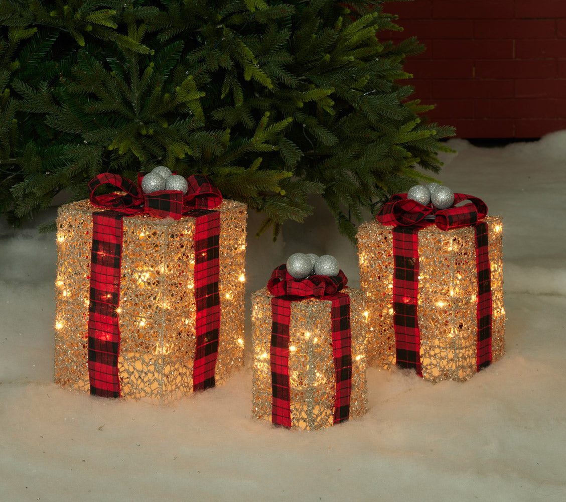 Set of 3 Gift Box Sculpture Christmas Décor image 6