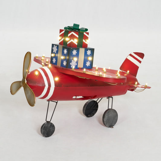 28.5-Inch Plane With Gift Box Sculpture Christmas Décor image 2