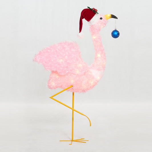 36-Inch Fluffy Flamingo Sculpture Christmas Décor image 2