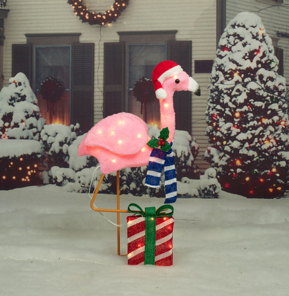 32-Inch Plush Flamingo Sculpture Christmas Décor image 6