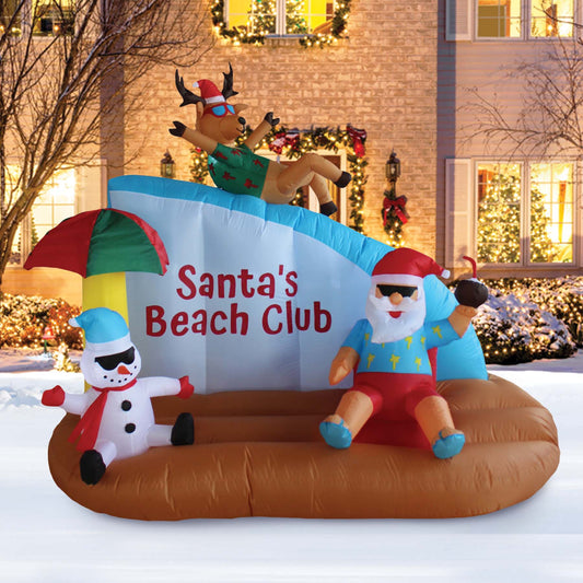 A Holiday Company 8ft Tall Santa's Beach Club with Shimmer Light, 6 ft Tall lifestyle