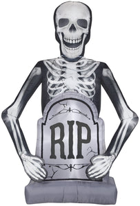 Gemmy Photorealistic Airblown Skeleton w/Tombstone Giant, 10 ft Tall, Multicolored