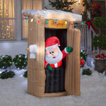 Load image into Gallery viewer, 6&#39; Animated Airblown Santa Coming out of the Outhouse Christmas Inflatable
