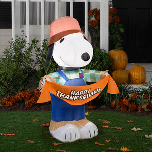 3.5' Airblown Snoopy as Scarecrow Thanksgiving Inflatable