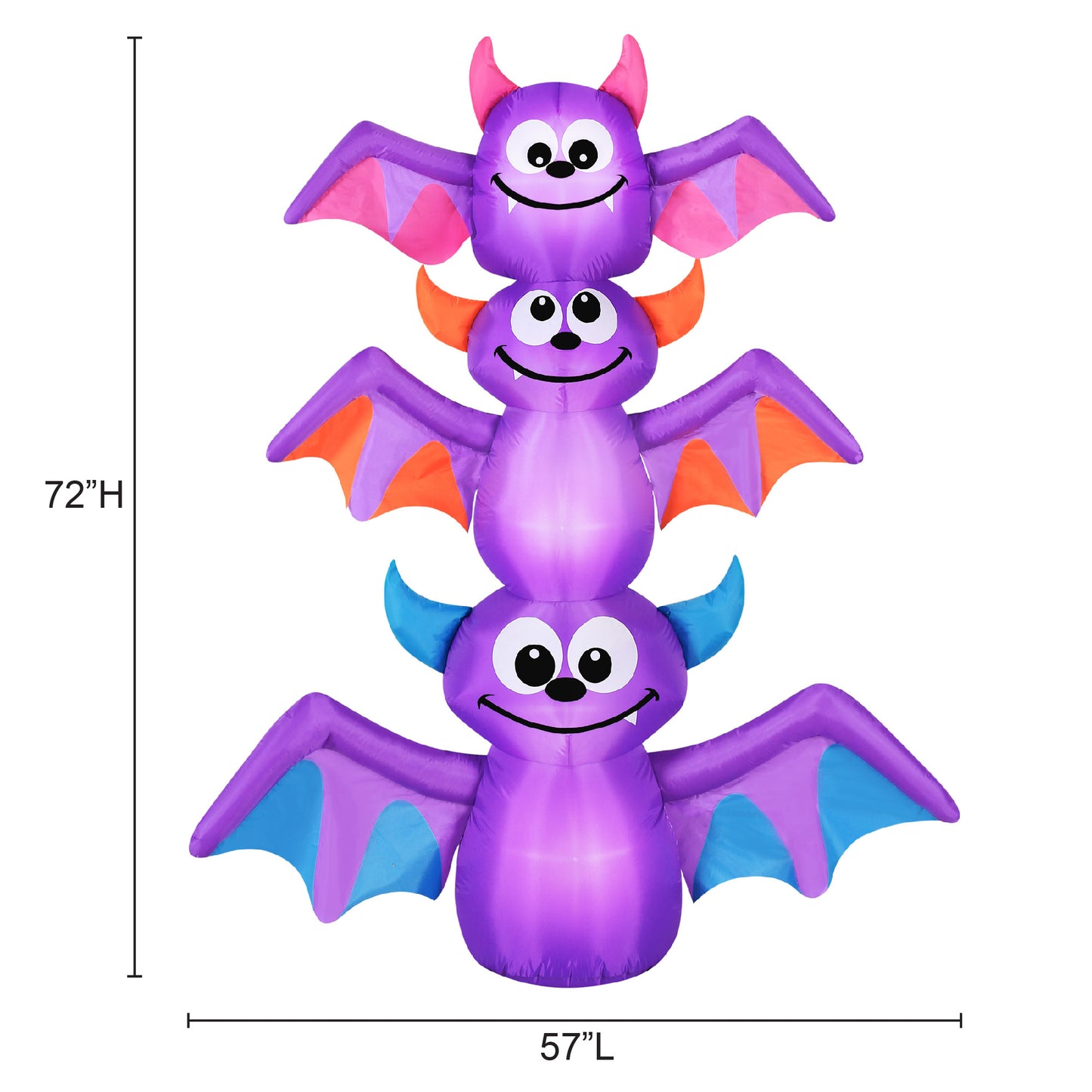 Occasions AIRFLOWZ INFLATABLE BAT STACK  6FT, 6 ft Tall, Purple dimensions
