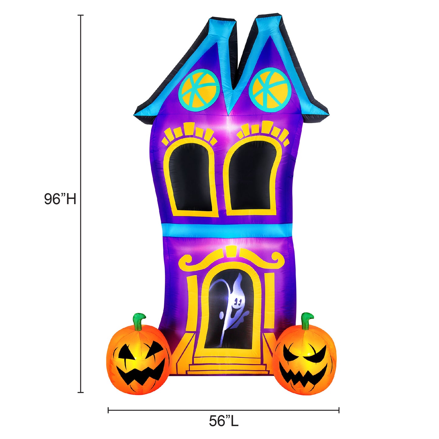 Occasions AIRFLOWZ INFLATABLE HAUNTED HOUSE 8FTWITH PROJECTION SILHOUETTE, 8 ft Tall dimensions
