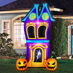 Load image into Gallery viewer, Occasions AIRFLOWZ INFLATABLE HAUNTED HOUSE  8FTWITH PROJECTION SILHOUETTE, 8 ft Tall, Purple
