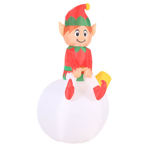 Occasions AIRFLOWZ INFLATABLE ELF ON ORNAMENT  5FT WITH SWIRLING LIGHTS, 5 ft Tall, Red