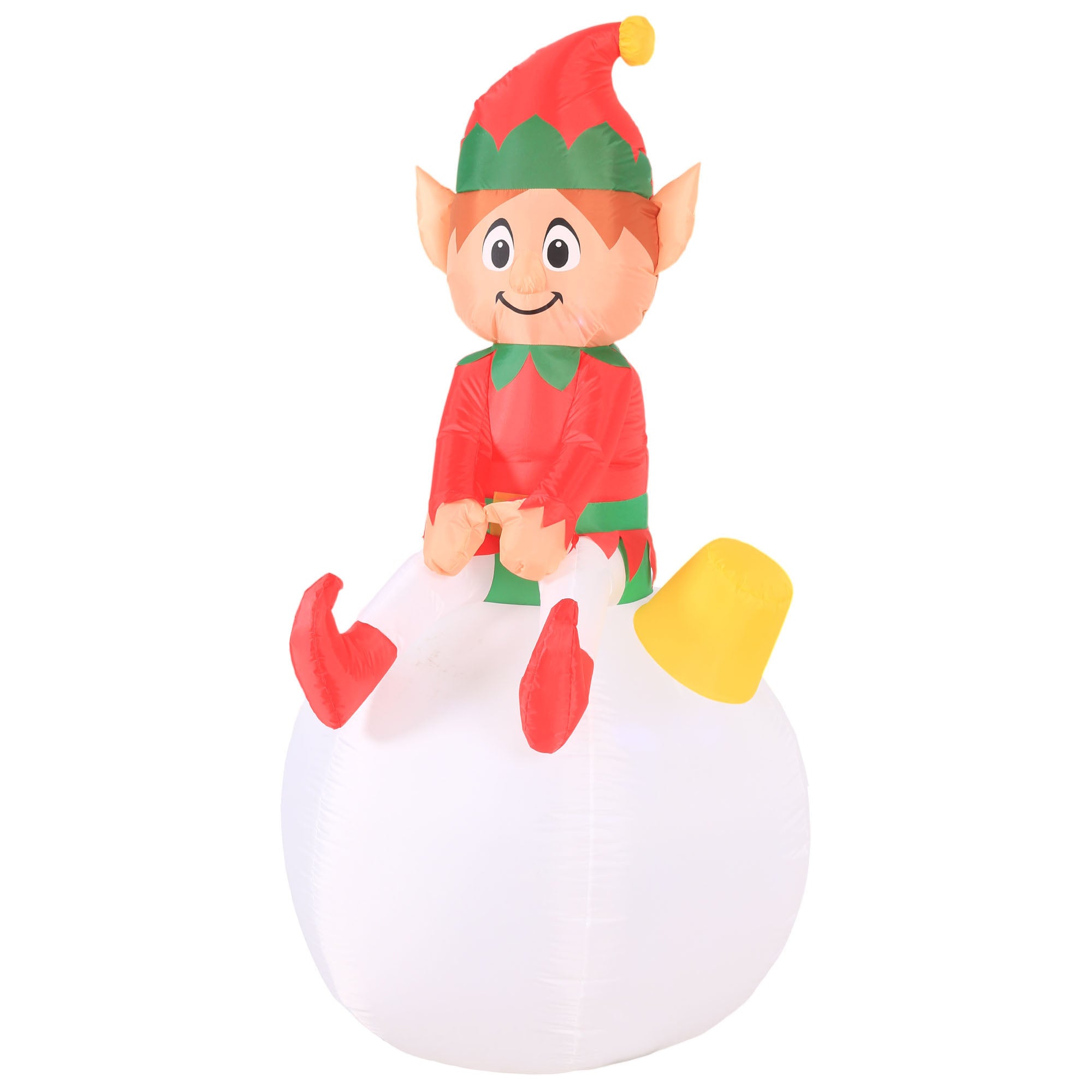 Occasions AIRFLOWZ INFLATABLE ELF ON ORNAMENT  5FT WITH SWIRLING LIGHTS, 5 ft Tall, Red