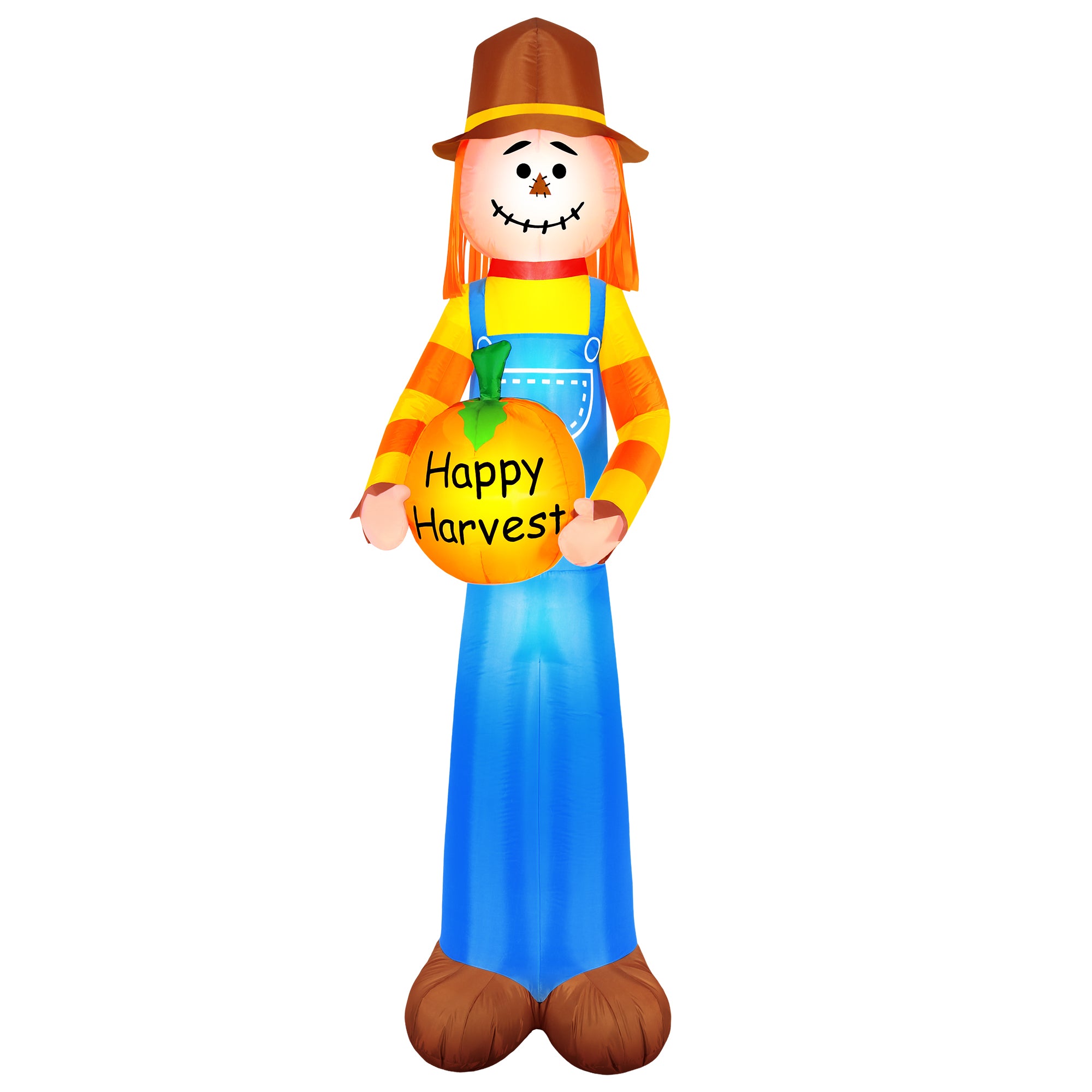 Occasions Airflowz Inflatable Harvest Scarecrow Holding Pumpkin, 2 ft Tall, Multicolored