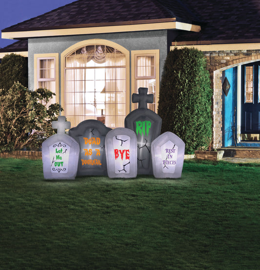 6' Inflatable Flashing Lights Tombstone Scene lifestyle