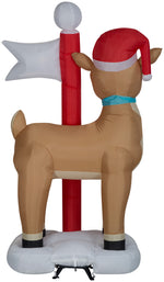 Load image into Gallery viewer, Gemmy Airblown Inflatable Rudolph the Red Nosed Reindeer with North Pole Sign, 7.5 ft Tall
