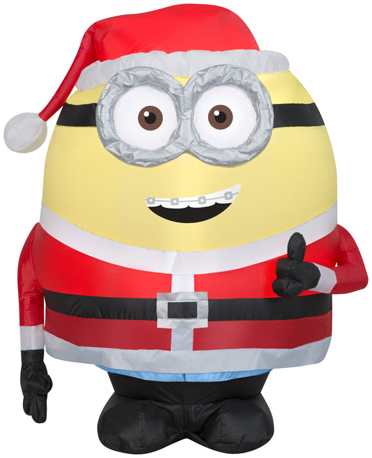 Christmas Inflatable Inflatable Minion Otto in Santa Suit, 3 ft Tall, yellow