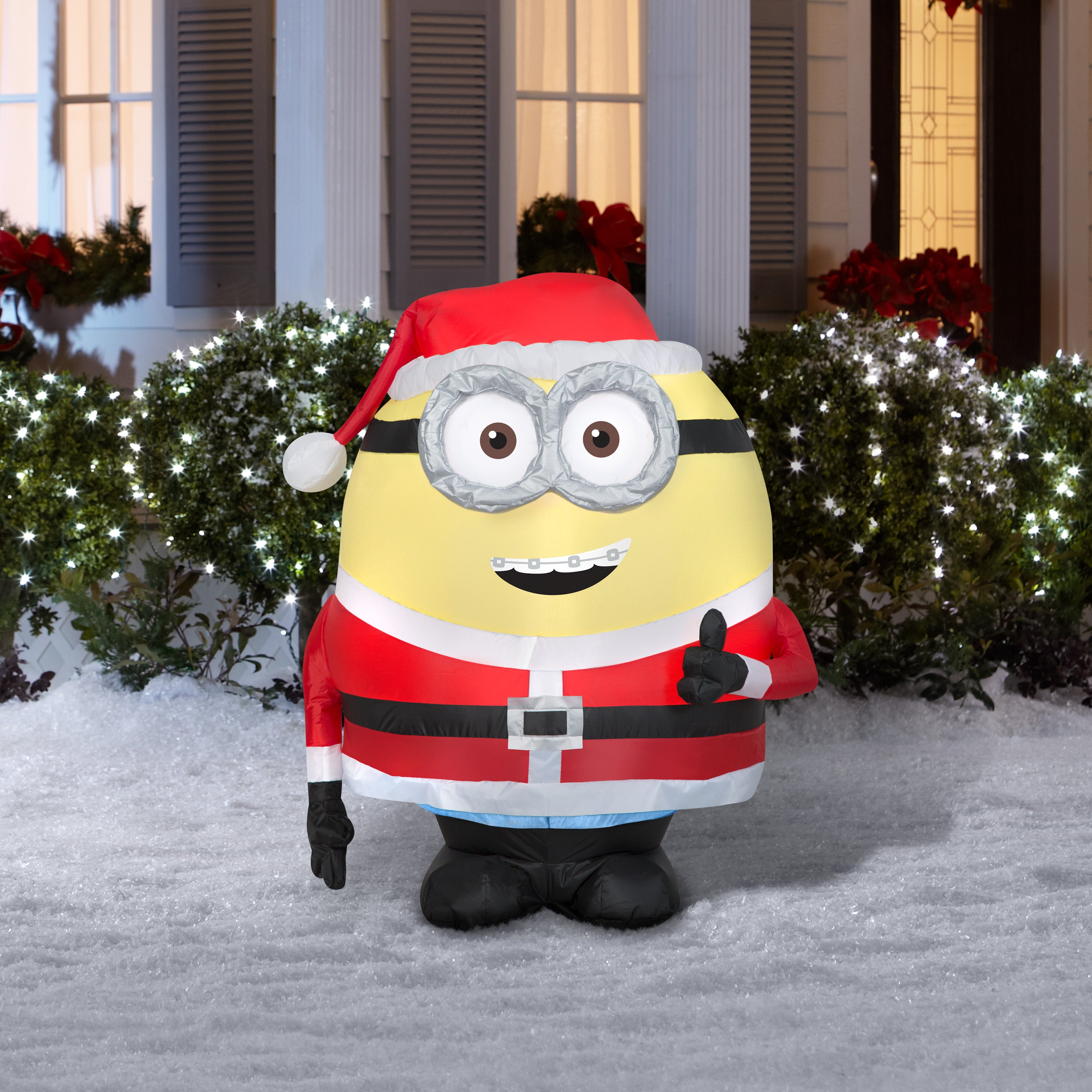 Gemmy Christmas Airblown Inflatable Inflatable Minion Otto in Santa Suit, 3 ft Tall, yellow