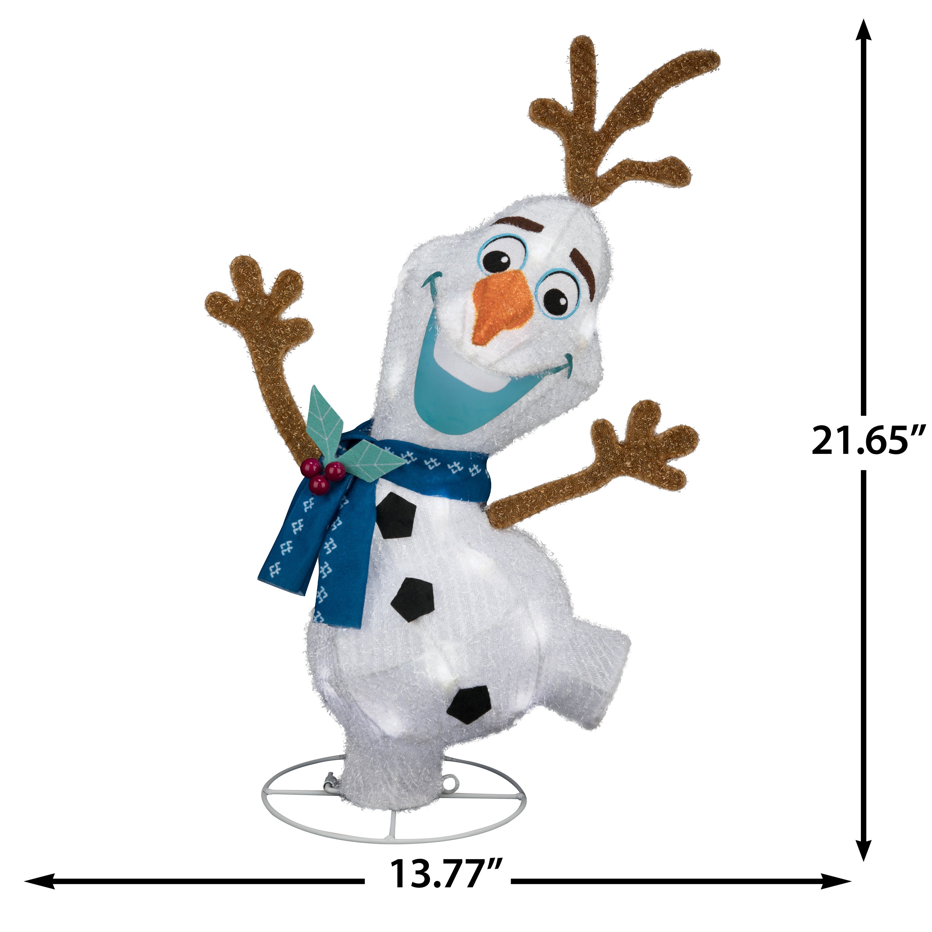 Gemmy Holiday Shimmering Magic Tinsel Yard Sculpture Olaf 20" Disney (Cool White), White